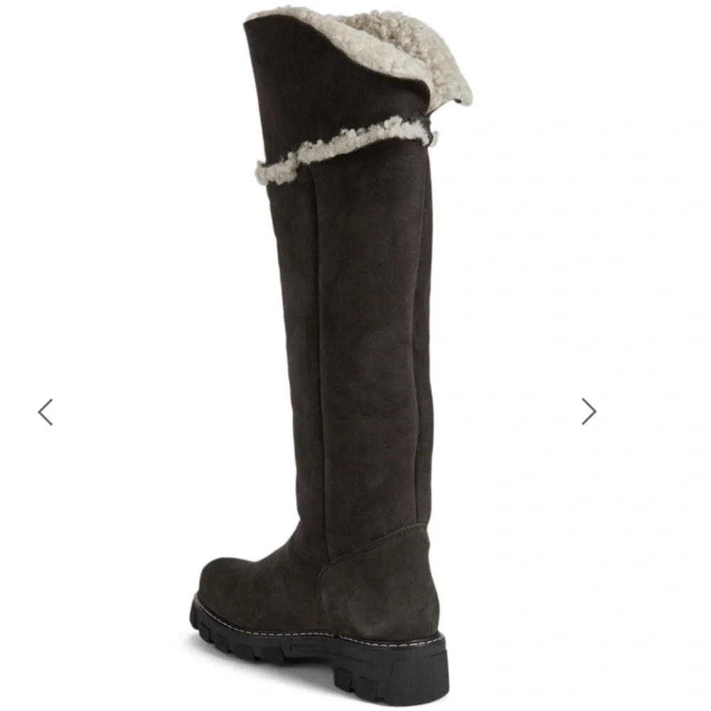 LA CANADIENNE Tamy Suede And Shearling Knee-High Boots